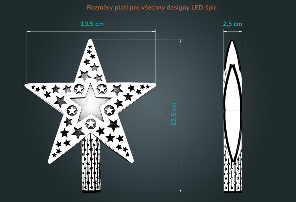 LED špica na stromček drevená hviezda - VEGA (viac variant)