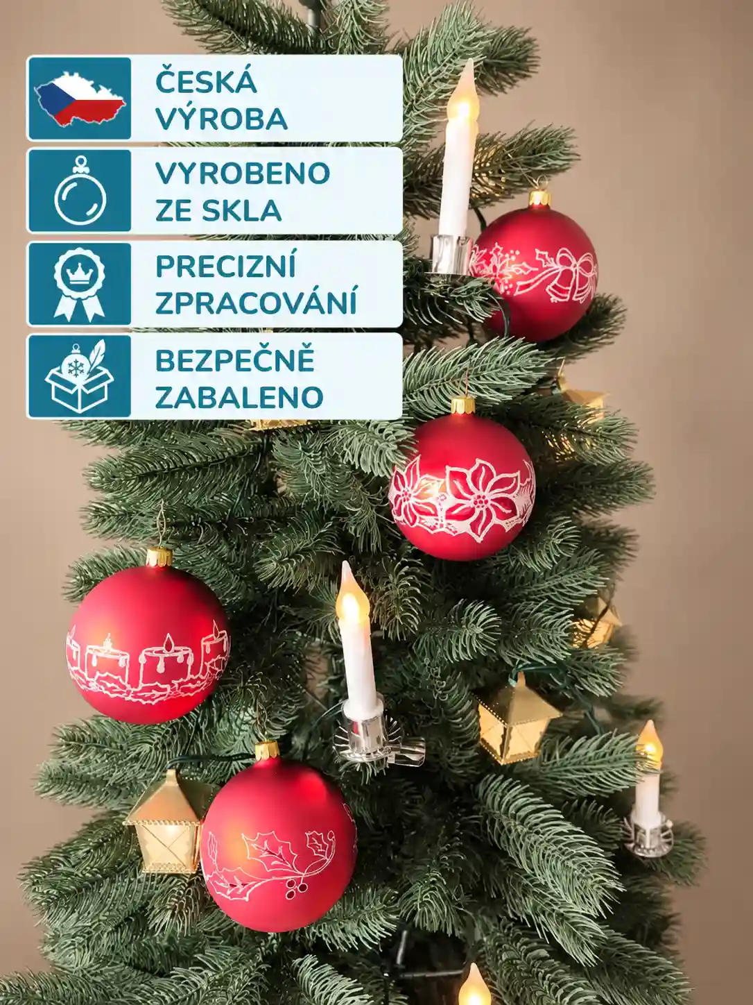 Sada vianočných gúľ KAROLÍNA 4 ks