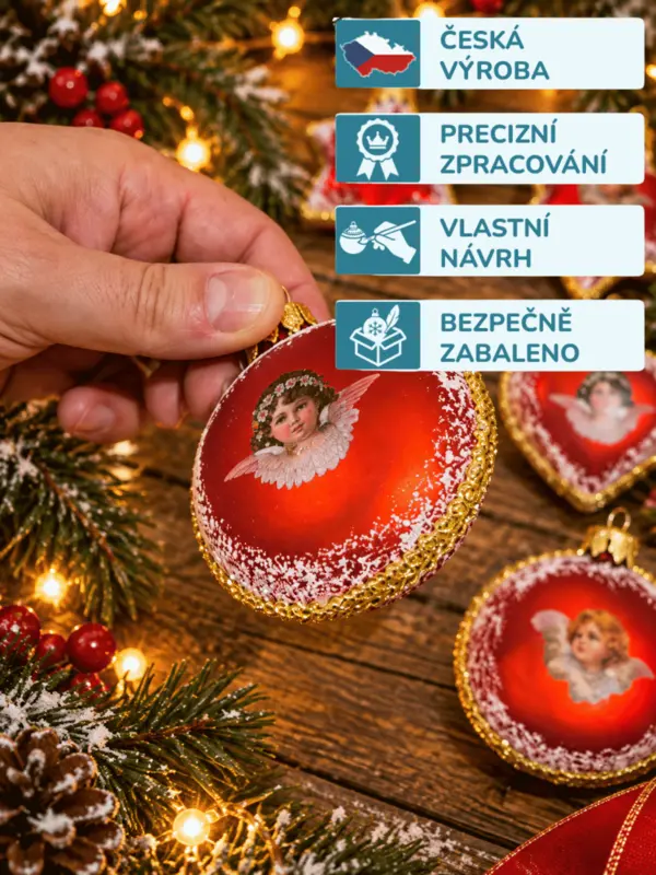 Sada vianočných ozdôb SERAFÍN 6 ks - ČERVENÝ
