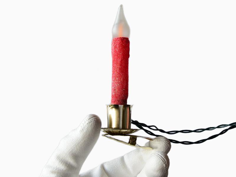 LED sviečky na štipci – ZLATÉ – ČERVENÉ