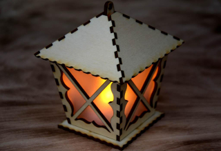 Vianočný drevený čajový lampáš BLUDIČKA 1 ks