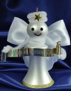 Vianočná figúrka zvoniaci anjel GLORIA - BIELÝ 1 ks