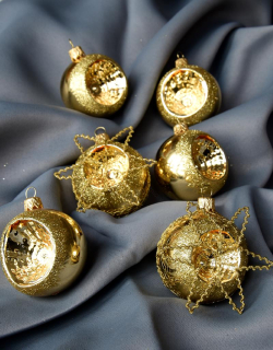 Sada vianočných gulí ANDROMEDA - ZLATÉ 6 ks