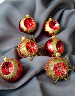 Sada vianočných gulí ANDROMEDA - ČERVENÉ 6 ks