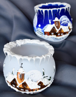 Vianočný sklenený svietnik Kalich horka 10 cm, 1 ks (viac farebných variantov)